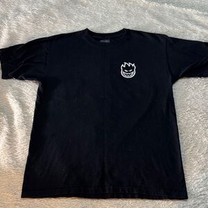 Spitfire Black Tee with White Flame Logo